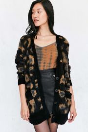 Ecote Leopard Brushed Boyfriend Cardigan at Urban Outfitters