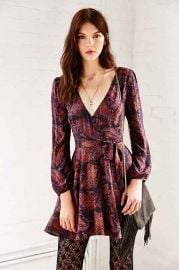 Ecote Ruby Mini Wrap Dress at Urban Outfitters