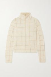 Ecru Checked cashmere turtleneck sweater VINCE NET-A-PORTER at Net a Porter