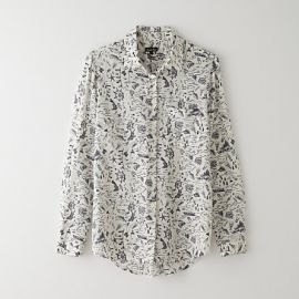 Ecru map print silk boyfriend shirt at Steven Alan