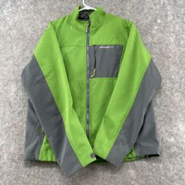 Eddie Bauer Jacket Mens Large Green Grey Softshell Fleece Lined Pockets Outdoors eBay at eBay