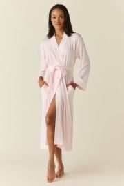 Eden TENCEL Lyocell Long Robe in Pink Stripe MASONgrey at Mason Grey