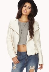 Edgy collarless faux leather jacket at Forever 21