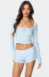 Edikted Lucilla Wide Neck Ribbed Top Pacsun at PacSun