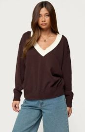 Edikted Marie Contrast Lacey V Neck Sweater | Pacsun at PacSun