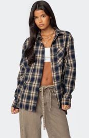 Edikted Plaid Flannel Button Up Shirt PacSun at PacSun