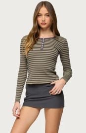 Edikted Roma Striped Henley Top | Pacsun at PacSun