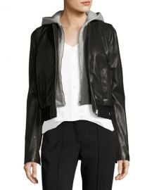 Edison Combo Lamb Leather Moto Jacket w/ Hoodie at Bergdorf Goodman