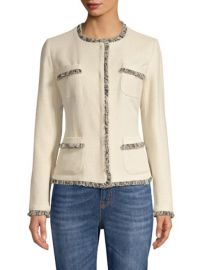 WornOnTV: Nikki's white tweed jacket with fringed trim on The