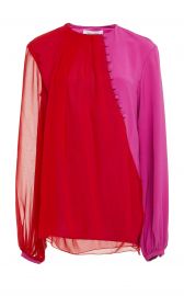 Egan Two-Tone Button-Detailed Silk-Chiffon Blouse by Prabal Gurung at Moda Operandi