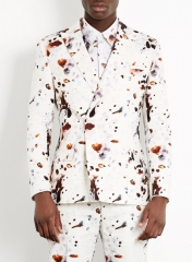 Eggshell print suit at Topman