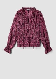 Ehtnic Floral Print Ruffle Neck Blouse by Derek Lam 10 Crosby at Derek Lam