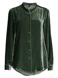 Eileen Fisher - Mandarin Collar Velvet Shirt at Saks Fifth Avenue