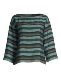 Eileen Fisher - Stripe Organic Linen Trapeze Top at Saks Fifth Avenue