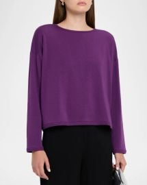 Eileen Fisher Boxy Crewneck Terry Pullover at Neiman Marcus