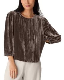 Eileen Fisher Crushed Velvet Round Neck Bubble Sleeve Top Bloomingdale39s at Bloomingdales