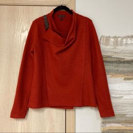 Eileen Fisher Jackets amp Coats Eileen Fisher Bias Twisted Boiled Wool Rust Red Jacket Leather Closure Xs Poshmark at Poshmark