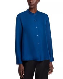 Eileen Fisher Silk Twill Mandarin Collar Top Bloomingdale39s at Bloomingdales