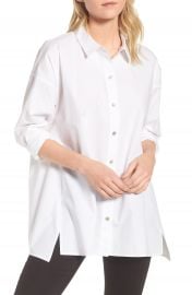 Eileen Fisher Stretch Organic Cotton Swing Shirt  Regular   Petite at Nordstrom