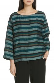 Eileen Fisher Stripe Organic Linen Top   Nordstrom at Nordstrom