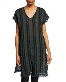 Eileen Fisher Striped Short-Sleeve Cotton Gauze Caftan at Neiman Marcus