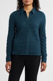 Eileen Fisher Texture Organic Cotton Blend Button-Up Shirt at Nordstrom