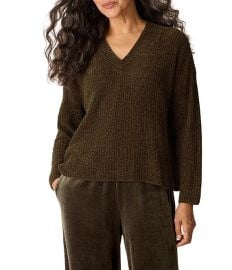 Eileen Fisher Velvety Ribbed Knit V-Neck Long Sleeve Sweater Dillardx27s at Dillards