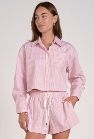 Elan Christina Button Down Crop Top Melon Spring at Shaddow and Fish