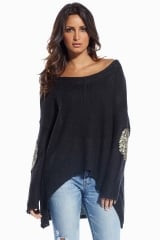 Elan Sequin Elbow Patch Sweater at Boutique To You