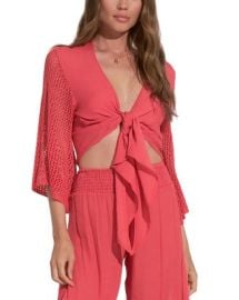 Elan Tie Front Crochet Sleeve Top Bloomingdales at Bloomingdales