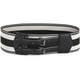 Elastic stripes belt at Bcbg