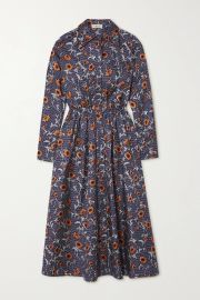 Eleanor floral-print silk-taffeta midi shirt dress at Net a Porter