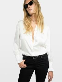 Elegant White Satin Thely Shirt ZadigampVoltaire at Zadig & Voltaire