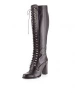 Elena's black lace up boots at Last Call