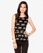 Elephant print peplum top at Forever 21