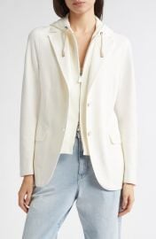 Eleventy Cotton Blend Knit Blazer with Removable Hooded Bib at Nordstrom