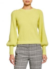 Eliana Crewneck Bishop-Sleeve Sweater at Neiman Marcus