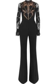 Elie Saab   Lace-paneled crepe jumpsuit at Net A Porter