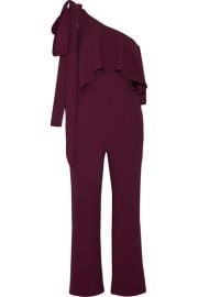 Elie Saab   One-shoulder ruffled stretch-crepe jumpsuit at Net A Porter