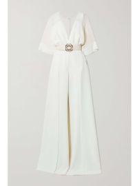 Elie Saab Belted crepe and Silk georgette Jumpsuit at Net a Porter