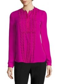 Elie Tahari - Antonella Scalloped Silk Blouse in Azalea at Saks Fifth Avenue