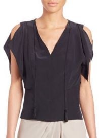 Elie Tahari - Brielle Silk Cold-Shoulder Top in Black at Saks Off 5th