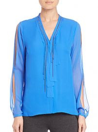 Elie Tahari - Emmy Embellished Silk Blouse in Oasis at Saks Fifth Avenue