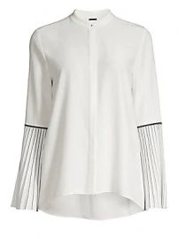 Elie Tahari - Frida Pleated-Sleeve Silk Blouse at Saks Fifth Avenue