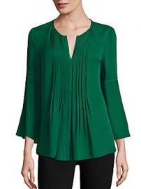 Elie Tahari - Orion Pleated Bell-Sleeve Silk Blouse at Saks Fifth Avenue