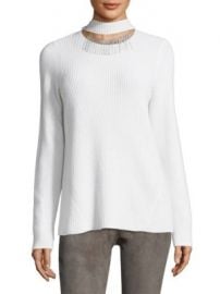 Elie Tahari - Oz Ribbed Choker Cashmere Sweater at Saks Off 5th