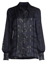 Elie Tahari - Shauna Lurex Plaid Blouse at Saks Fifth Avenue