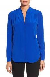 Elie Tahari  Bea  Split Neck Silk Blouse at Nordstrom