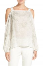 Elie Tahari  Lindy  Print Silk Cold Shoulder Blouse at Nordstrom