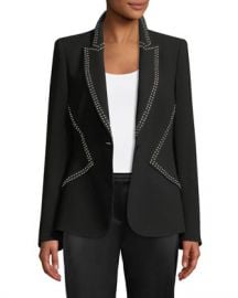 Elie Tahari Allegra One-Button Crepe Jacket w  Studs at Neiman Marcus